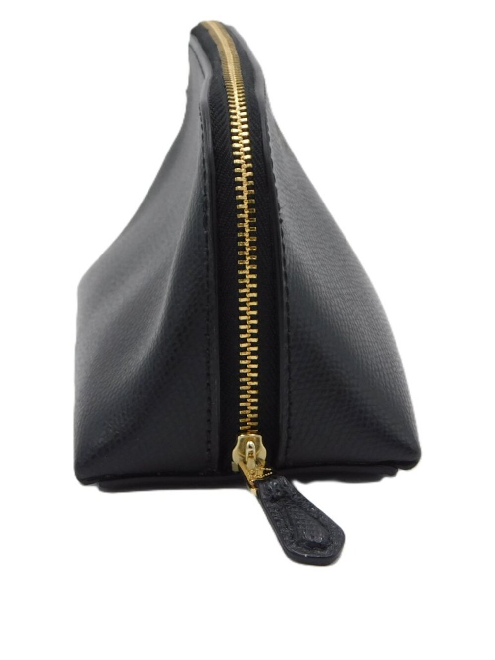 Coach Black Textured Leather Zip Cosmetic Pouch Makeup Bag w/Gold Logo | EUC - Picture 2 of 10